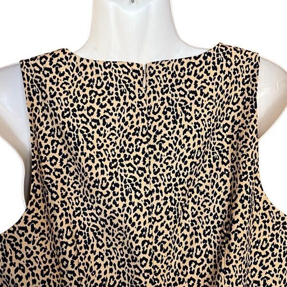 J.Crew Factory Leopard Sheath Dress Size 4 Sleeveless Cotton Lined Workwear - Picture 3 of 7